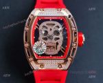 Rose Gold Richard Mille RM 052 Skull Replica Watch With Red Rubber Strap (1)_th.jpg